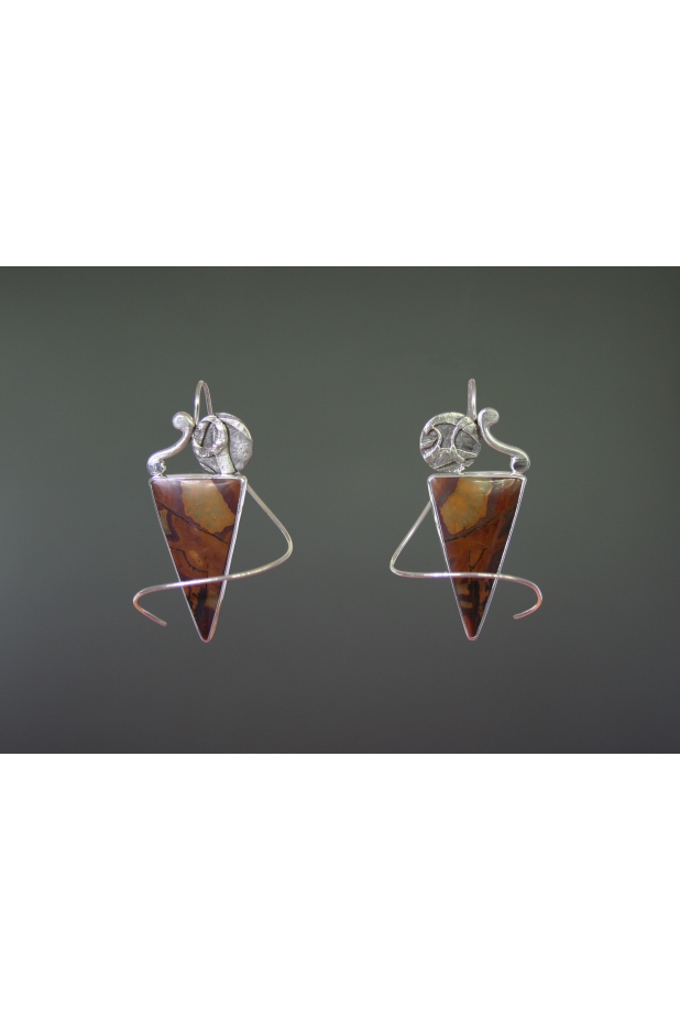 Earrings with a Twist©  Sterling silver, African Queen jasper