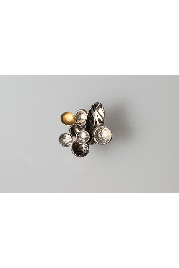 Silver and gold ring with patina.