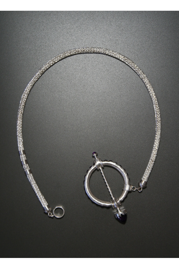 Neckpiece. Anticlastic SS, amethyst