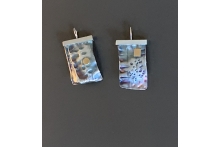 Earrings Textured sterling silver, 22k gold, patina.