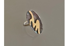 Silver and gold ring with patina.
