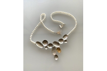 Etched sterling and pearls necklace