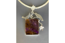 Goethite in ametrine, sterling silver, Backyard Birds neckpiece
