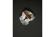 Silver cuff bracelet with pietersite.